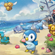 A gaggle of fantasy creatures gather on a beach.